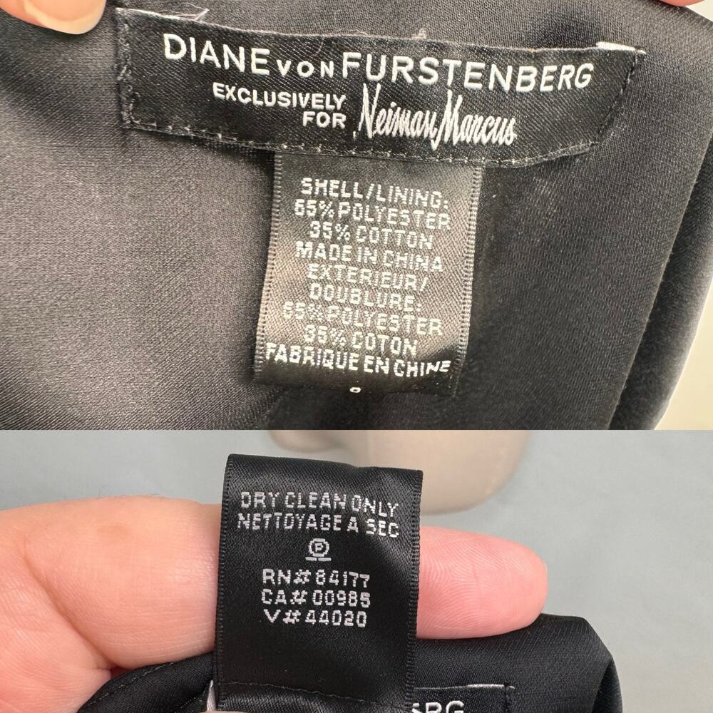 Diane Von Furstenberg Diston Wrap Dress Black Pleated Satin LBD Cocktail Size 0 - Picture 8 of 9